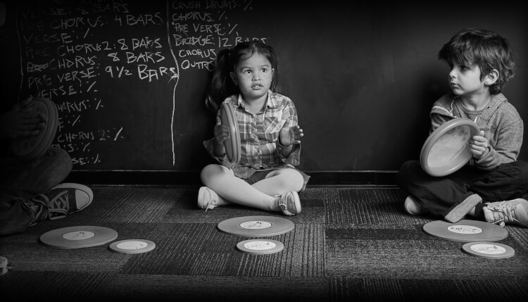 young children in a music class